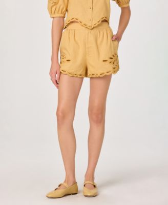 Women's High-Rise Scalloped Embroidered Mini Shorts