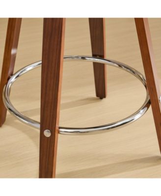 Set of 2 Swivel Wood Bar Stools with Low Back and Cushioned Seat