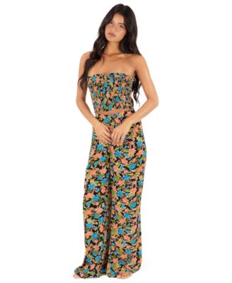 Women's Miami Garden Smocked Cropped Swim Top