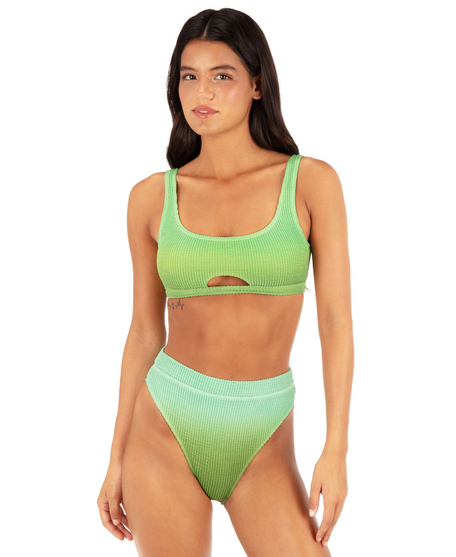 Women's Ombre Scrunch Scoop Neck Bikini Top and Cheeky High-Rise Swim Bottoms
