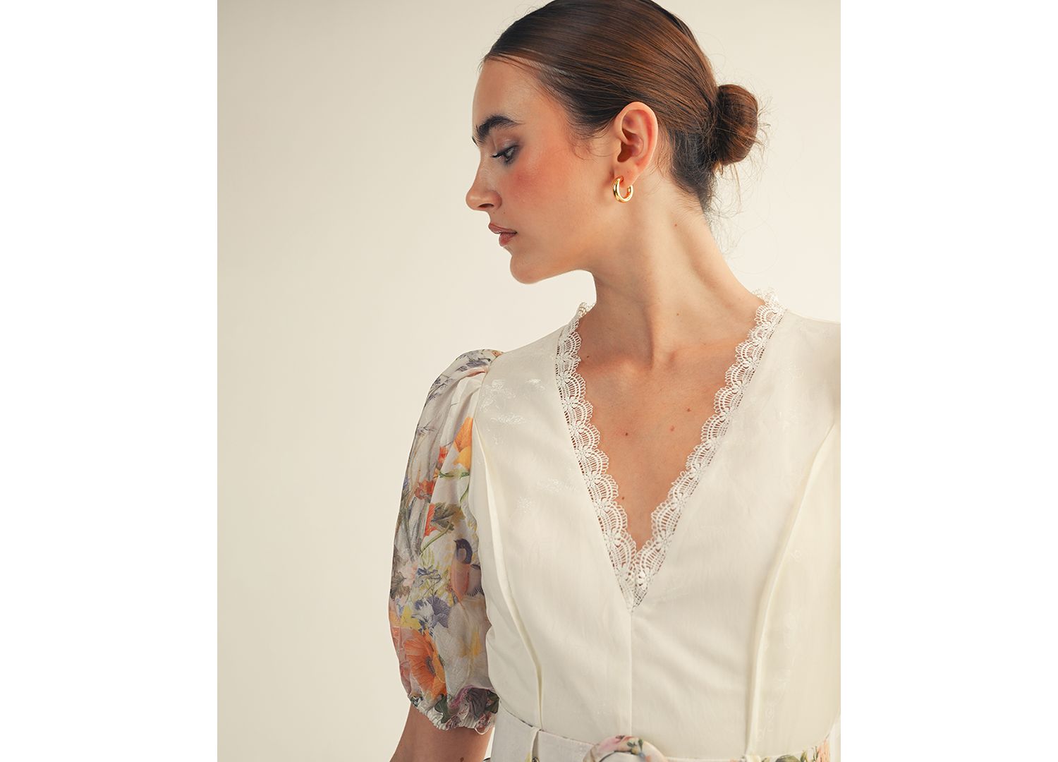 Women's Floral Garden Border Print Belted Mini Dress