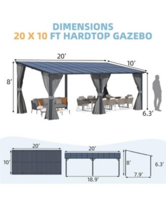  Wall Gazebo with Curtains and Mosquito Netting