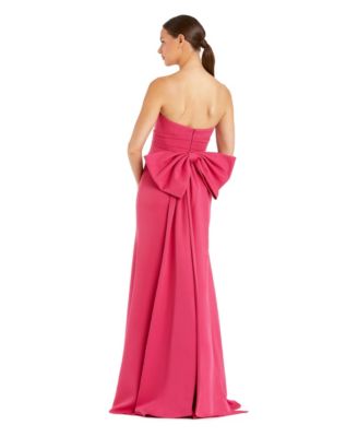 Women's Crepe Strapless Gown With Oversized Bow