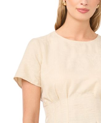 Women's Short-Sleeve Pleated-Waist Blouse