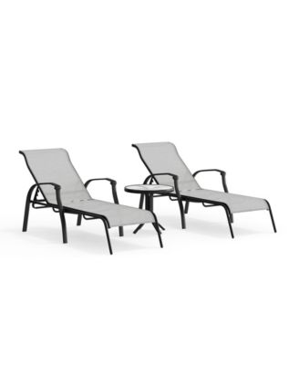 Oasis Outdoor 3-Pc. Chaise Set (2 Chaise Lounge Chairs + 1 End Table), Created for Macy's image