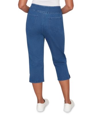 Petite Port Side Colored Button Denim Capri Jeans
