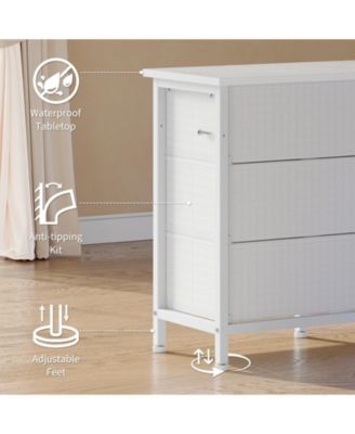 63 Inch TV Stand Dresser with 10 Drawers, Long Entertainment Center for TVs Up to 75 Inch, Fabric Storage Media Console