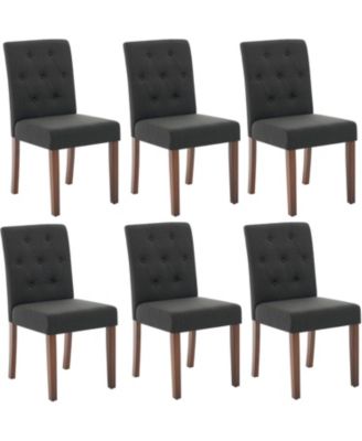 Parsons Button Tufted Dining Chairs Set of 6, Upholstered Fabric Chairs with Wood Legs