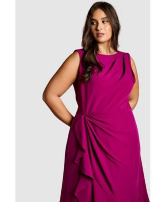 Women's Crepe Ruffle Midi Dress