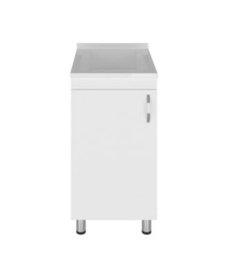 Slee Compact Utility Sink Cabinet with Storage and Metal Legs for Laundry Room