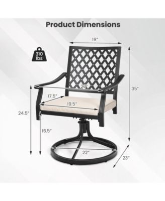 2 PCS Outdoor Swivel Chairs Patio Dining Chairs with Padded Cushions High Back