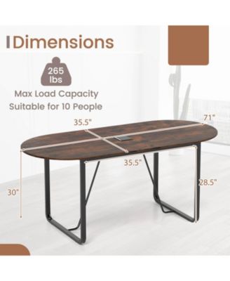 71 Inches Executive Table, Oval Home Office Table with Cable Management Hole