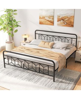 King Size Bed Frame Mattress Foundation with Headboard 12.5" Under-bed Storage