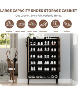 Modern Freestanding Shoe Cabinet for Entryway Featuring Adjustable Shelves and Convenient Doors for Organized Storage Large Capacity