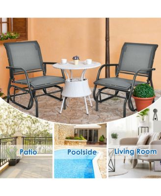 2PCS Patio Swing Glider Chair Single Rocking Chair Yard Outdoory