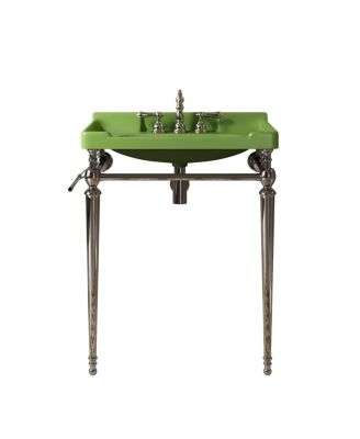 Bathroom Console Sink with Ceramic Vanity, Wall Mounted Basin & Stainless Steel Legs, Towel Bar Included