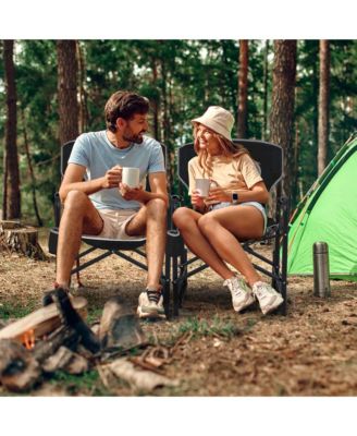 Outdoor Rocker Camping Chair for Adults with Dual Springs Padded Back