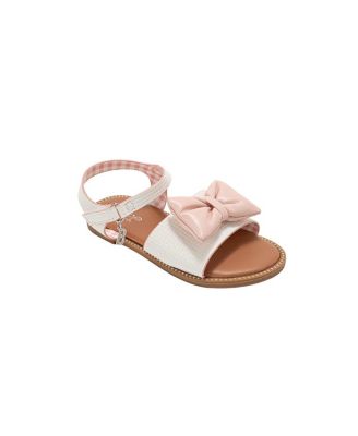 Little Girls Girl's  Fashion Sandals – Dressy Shoes with Puffy Bow Accent and Hanging Charm