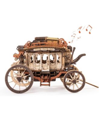 Stagecoach Wooden Music Box Puzzle Valentines Day Gift 3D Wood Puzzles for Adult, Mechanical 3D Model to Build, Birthday Anniversary Day Gift