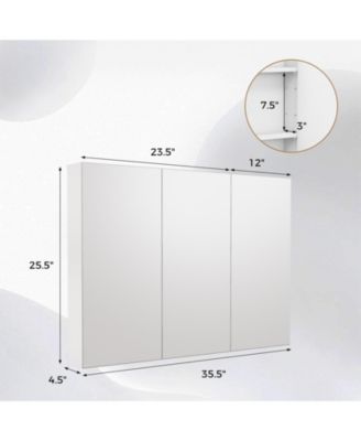 36" Wide Wall Mount Mirrored Bathroom Medicine Cabinet Organizer Mirror Door