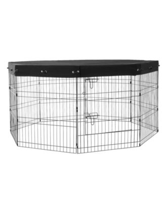 8-Panel 30" Foldable Metal Dog Playpen with Door and Top Cover for Indoor Outdoor Use