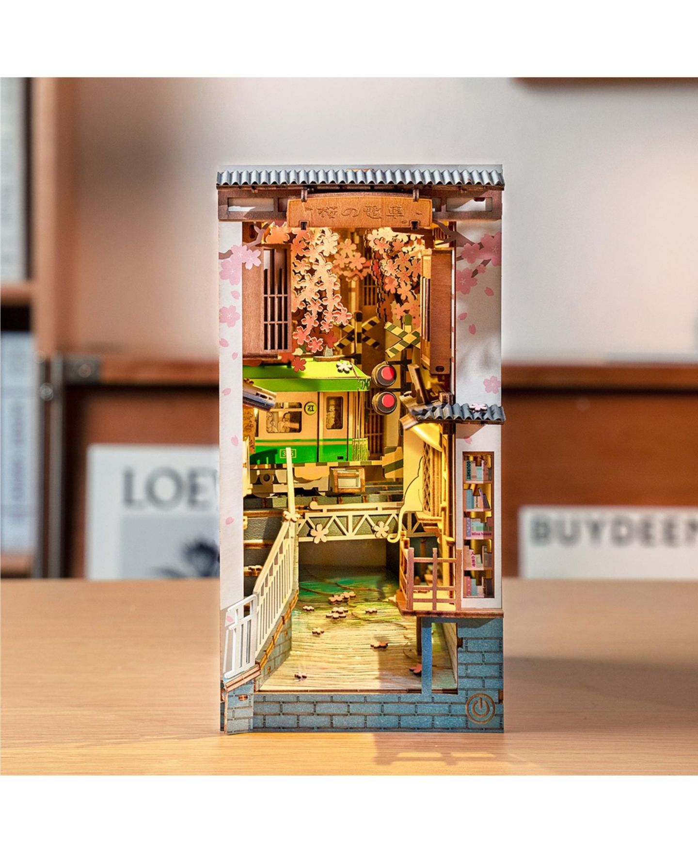 Детские игрушки Robotime 3D Jigsaw Puzzle Wooden Model Kit Book Nook Bookend Stand DIY Bookshelf Insert, 7.28"3.94"9.53, цвет: Розовый — фото 4