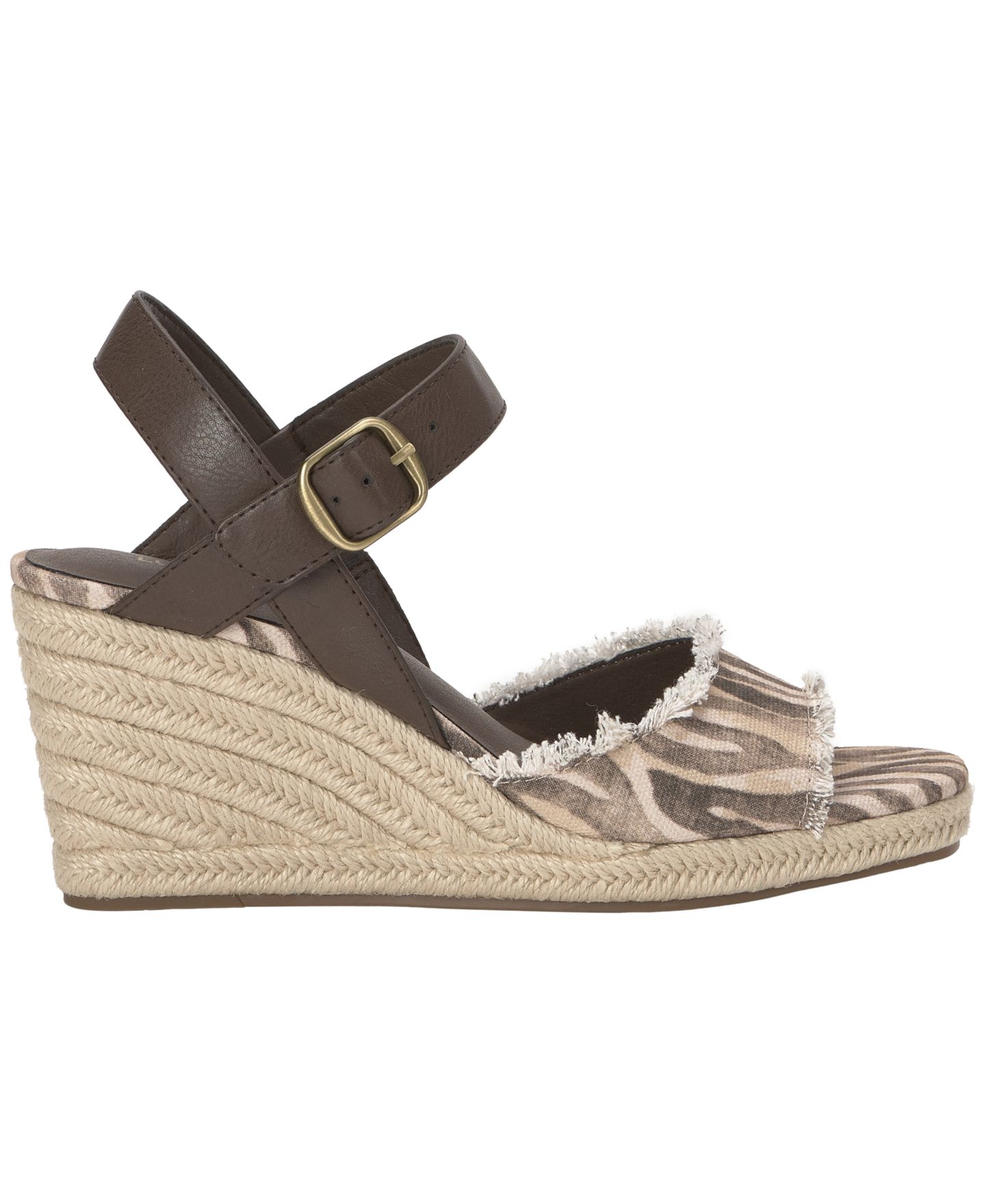 Женские сандалии Lucky Brand Mindra Espadrille Wedge, цвет: Коричневый / Коричневый зебра — фото 2