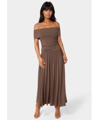 Women's Off the Shoulder Drop Waist Maxi Dress