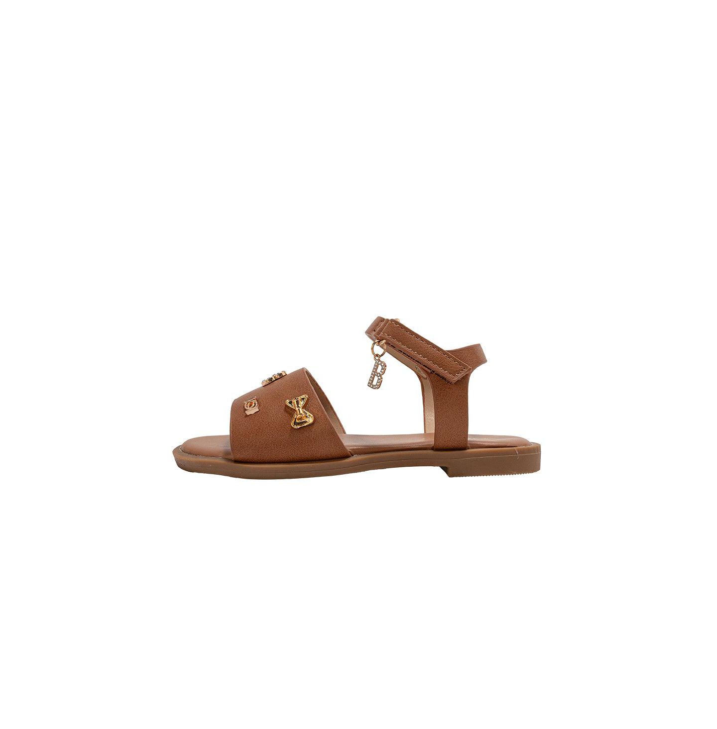 Сандалии Bebe Fashion Sandals - Dressy Shoes with Decorative Metal Charms для девочек, цвет: Коньячный — фото 3