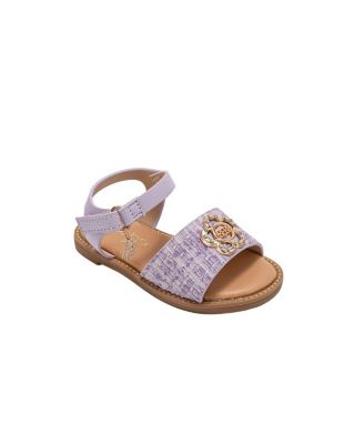 Little Girls Girl's  Fashion Sandal with Flower Medallion and Hanging  b  Charm – Comfy Dressy Shoes