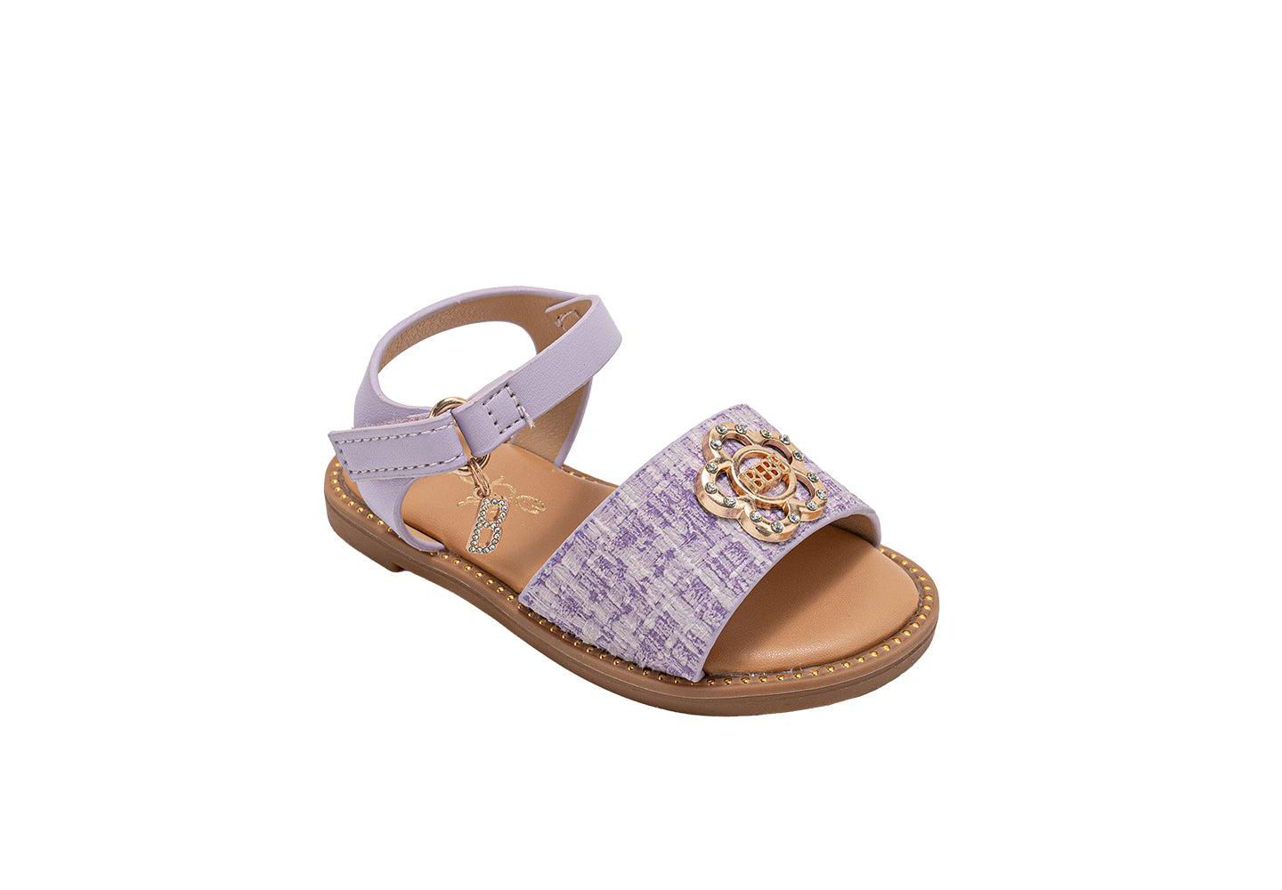 Сандалии Bebe Fashion Sandal with Flower Medallion and Hanging b Charm - Comfy Dressy Shoes для девочек, цвет: Лавандовый — фото 1