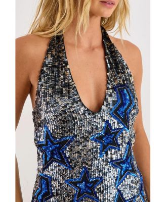 Women's Star Tassel Plunge Mini Dress