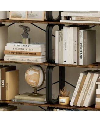 5 Tier Large Book Shelf, Storage Organizer for Books, Rustic Industrial Open Bookcase, for Living Room, Bedroom, Home Office