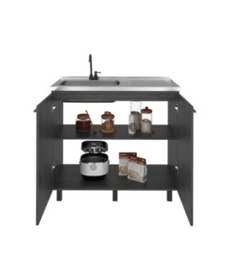 Utility Sink Cabinet with 2 Doors and 3 Shelves