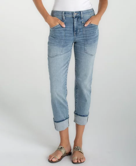 Petite Marley Cropped Girlfriend Cuffed Jeans - Cruise