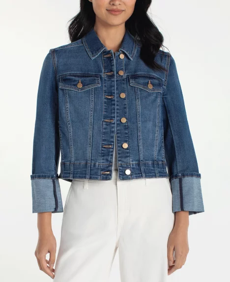 Petite Bracelet-Length High-Cuff Trucker Jacket - West Ways