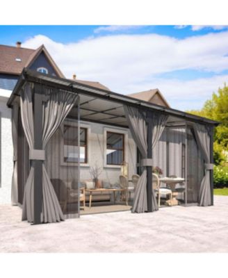 14'x10' Wall Gazebo with Curtains and Mosquito Netting