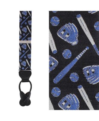Men's Life Is Better with Baseball Novelty Silk Button End Suspenders