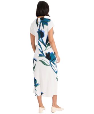 Women's Crewneck Cap-Sleeve Midi Dress