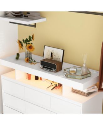 9 Drawer Dresser for Bedroom with LED Light and Power Outlet