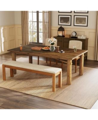 Solid Wood Dining Table for 6, 63-Inch Wooden Kitchen Table with Strong Legs, Farmhouse Rectangle Dinner Table