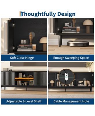 TV Stand Entertainment Center with Storage Cabinets,Open Shelves & Power Outlets Media TV Console Table for UP to 75" TV