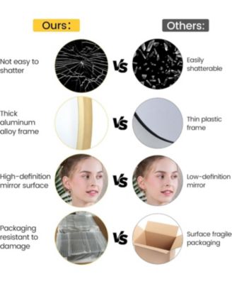 Mirror Wall Mounted, Metal Frame Mirror Dressing Make-Up Vanity Mirror, Anti-Rust, Tempered Glass for Bathroom, Entryway, Living Room, Hallway