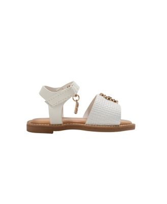 Big Girls Girl's  Fashion Sandal with Flower Medallion and Hanging  b  Charm – Comfy Dressy Shoes