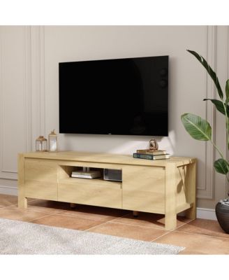 TV Stand with Cabinet Doors, Entertainment Center with Adjustable Shelves, Media Console with Cable Management