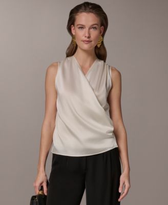 Donna Karan New York - Women's Short-Sleeve Draped Neck Blouse