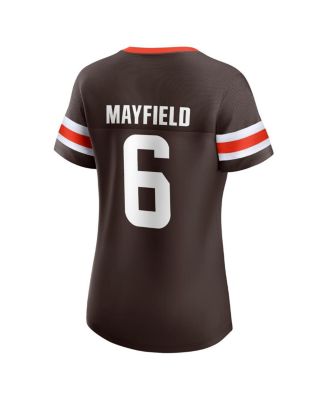 Women's Baker Mayfield Brown Cleveland Browns Athena Name & Number Notch Neck T-Shirt