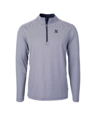 Men's Navy/White New York Yankees Virtue Eco Pique Micro Stripe Quarter-Zip Pullover 