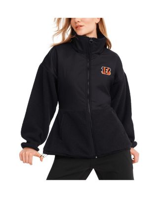 Women's Black Cincinnati Bengals Drew Mixed Media Full-Zip Jacket