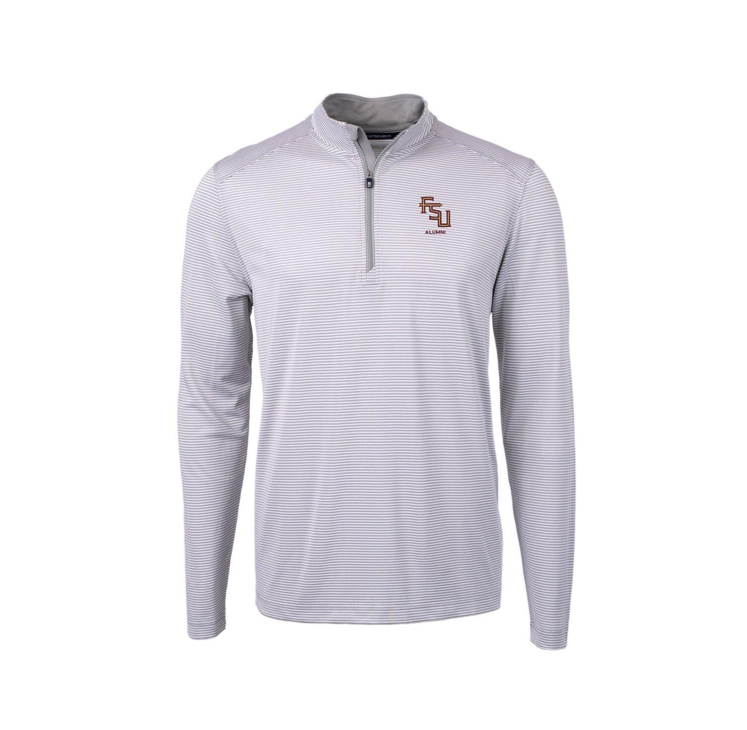 Men's Gray Florida State Seminoles Alumni Logo Dry Tec Virtue Eco Pique Micro Stripe Quarter-Zip Pullover